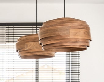 Walnut Light Fixture, Rustic Drum Chandelier Lighting, Front Door Lighting, Handmade Furniture, Noguchi Wood Pendant, Summer Light cloud