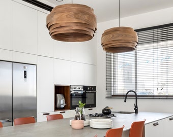 Walnut Light Fixtures, Wood Chandelier Lighting Dining Room, Wood Pendant Lighting, Kitchen Island Veneer Lamp, Bamboo Furniture,Light Cloud