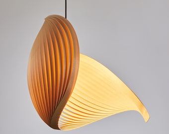 Wood Pendant Light Fixtures, Wabi Sabi Stairway Chandelier Lighting, Scandinavian Lampshade, Japandi Staircase Lamp,Akari Ceiling Lamp, Wing