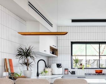 Scandinavische hanglamp lineair - Houten railverlichting voor keukeneiland en eetkamer - Barverlichting Beste zomerdecor - Kano