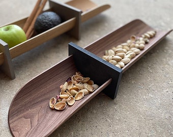 Nuts Serving Tray, Wooden Serving Tray, Wood Dough Bowl, Home Gift, Handmade Baguette Bowl, Handcrafted TV Snack Trays, Wood serving Tray