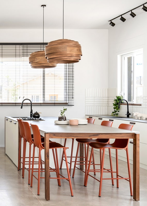 Hanging Pendant Lights Wood Veneer Bedroom Ceiling Light Best Summer Home Decor - Rustic Drum Chandelier Walnut Light Fixture - Light cloud