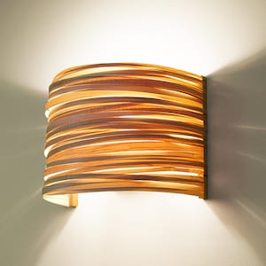 Japandi Wall Light, Wood Wall Sconce, Scandinavian Bathroom Fixtures, Home Improvement, Abstract Lighting, Hallway Lamp, Arc Stripes