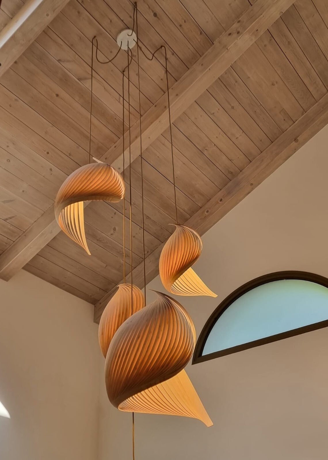 Wood Pendant Light Japandi Style Scandinavian Lampshade Wooden Veneer Chandelier Lighting Home Gift Sculptural Light Fixtures Wing Etsy