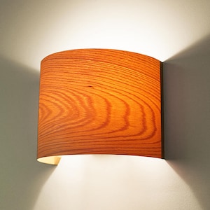 Wood Veneer Wall Sconce, Lake House Decor Lighting, Foyer Lighting, Living Room Decor, Wall Shade Lamp, Scandinavian Above Bed Lamp, Arc