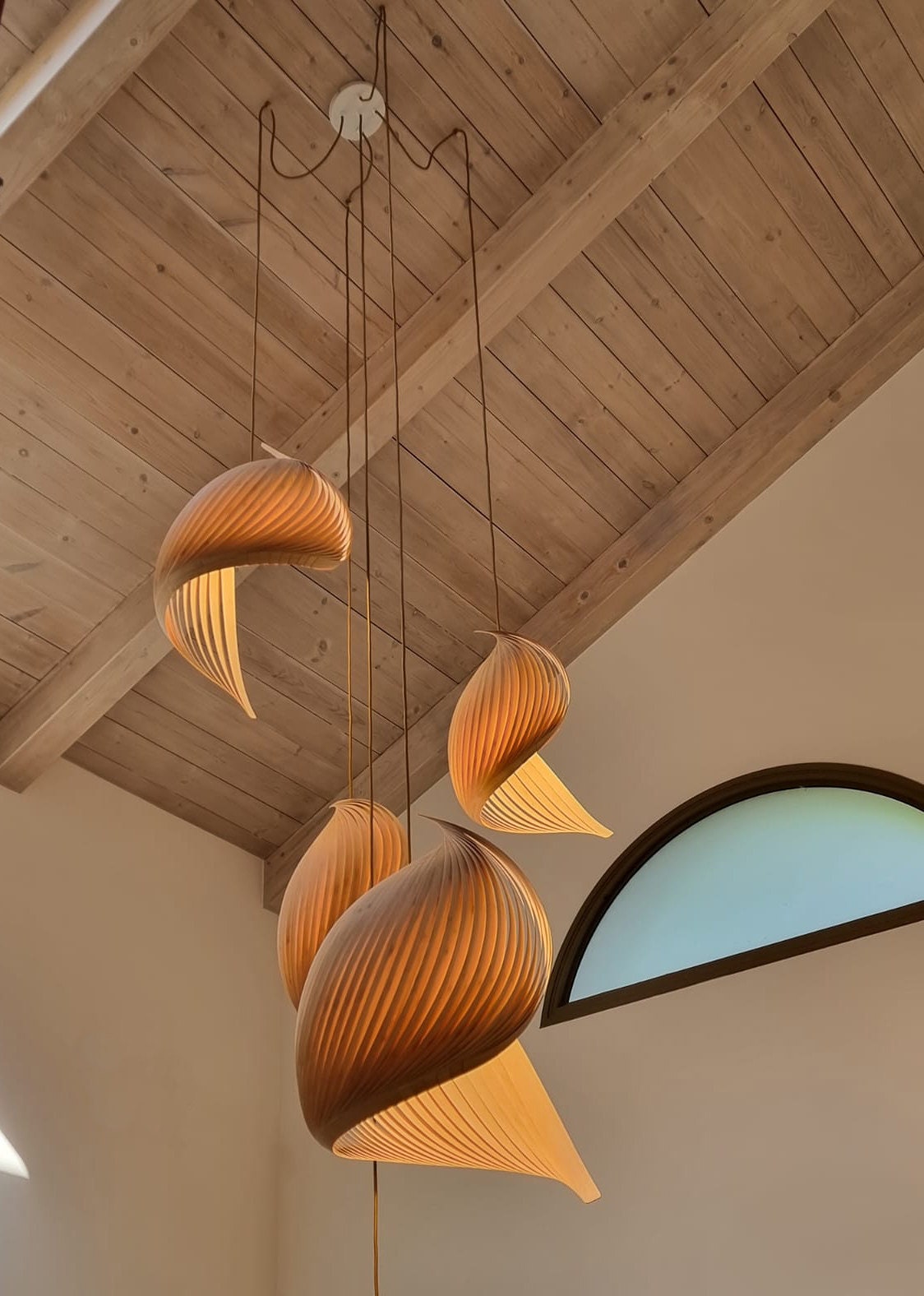 Wabi Sabi Light, Japandi Pendant Light, Wood Chandelier