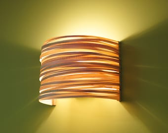 Nordic Wood Wall Sconce - Veneer Wall Lamp in Scandinavian Style - Hygge Wall Lighting For Home Improvement or Home-Decor - Arc Stripes
