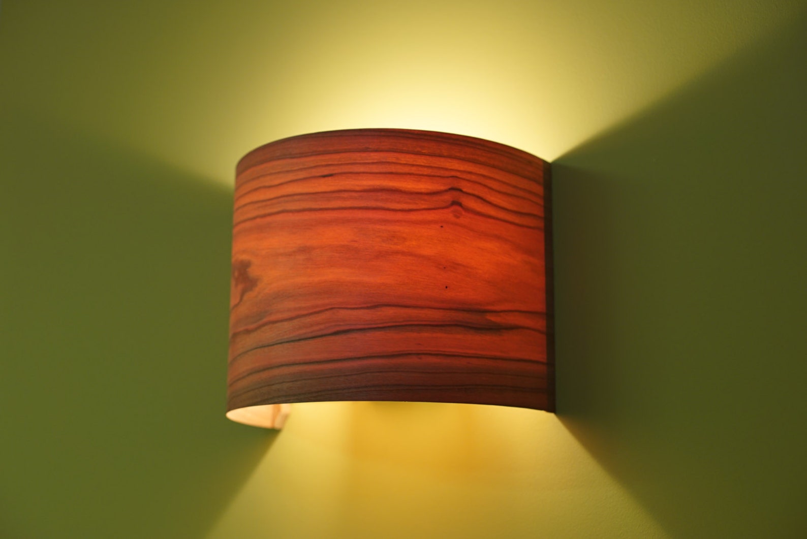 Wood Veneer Warm Tone Wall Lamp Shade Arc Shaped Wall Sconce Etsy