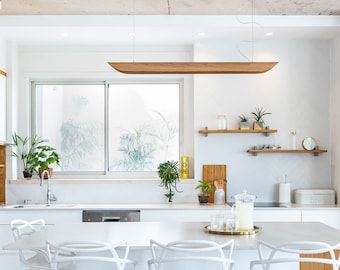Hanglamp pendelarmatuur - Houten fineer hanglamp voor keuken en eetkamer - Plafondlamp boven voor woondecoratie - Kano