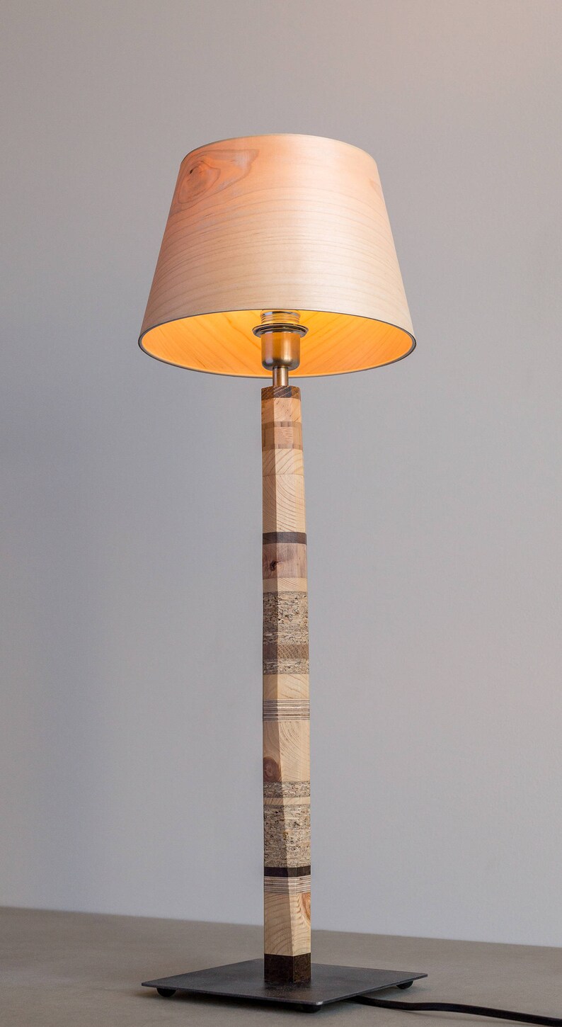 Bedside Table Lamp Wooden Desk Veneer Image 0