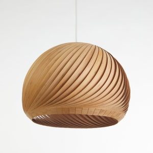 Wood Pendant Light, Bamboo Lamp, Veneer Lamp, Suspension Luminaire, Hanging Lamp, 70s Inspired Lamps, Custom Ceiling Lamp,Scandinavian, Wind image 3