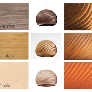 Pendelleuchte aus Walnussholz – Deckenleuchte aus furniertem, gebogenem Holz, Japandi-Beleuchtung, Kronleuchter, skandinavische Hängelampe – Wind Bild 9