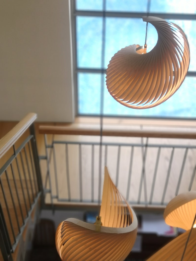 Veneer Lamp Shade Wood Pendant Light Scandinavian image 5