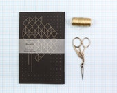 FREE SHIPPING! Gold&Black new Sketchbook Travel Journal Handmade gold Embroidery notebook Geometric Diary writing journal paper