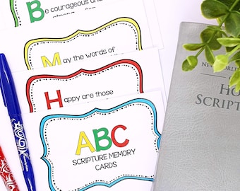 JW Kids - Zestaw kart pamięciowych z wersetami biblijnymi ABC, fiszki, wersety biblijne,
