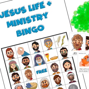 Jesus&#39; Life Bible Bingo Game: Christian, Family  Activity (Digital Download