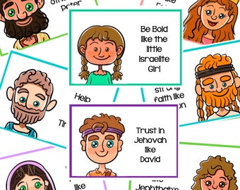 JW Kids - Uppmuntrande kort/anteckningar för bibliska karaktärer - PDF