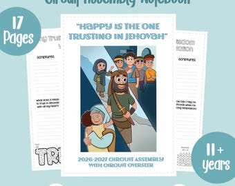 JW Circuit Assembly Notebook for 11+years Tweens & Teens "Happy Is the One Trusting in Jehovah" 2026-2027 Printable PDF Instant Download