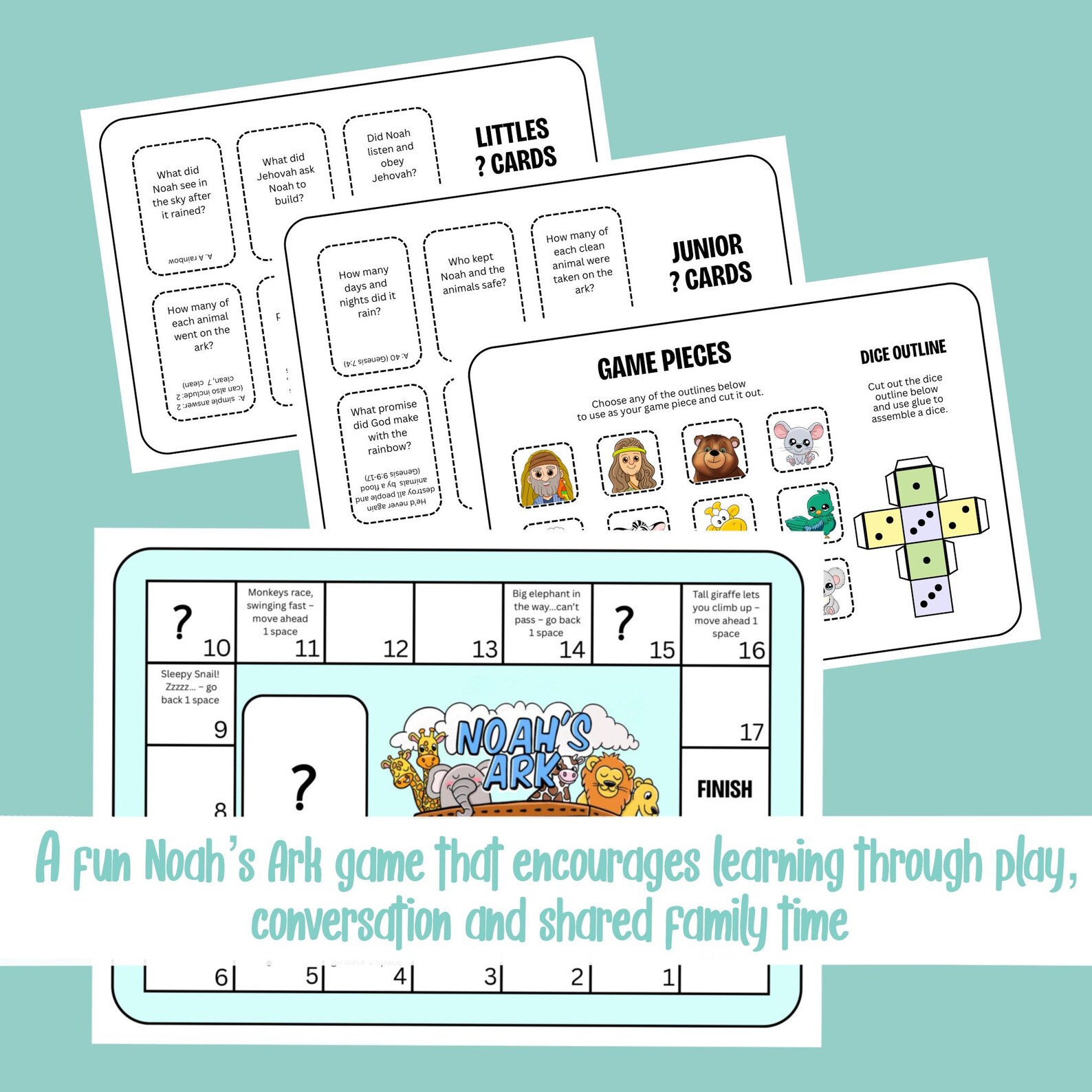 JW Kids Noah's Ark Board Game Ages 410yrs Print and