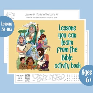 JW Kids Bible Lessons Worksheets 51-103, leuke boeiende activiteiten, kleur, puzzels (digitale download)