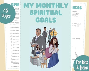 JW Kids Spiritual Goals and Journal Set - Kids & Teens - Monthly Goals Worksheets