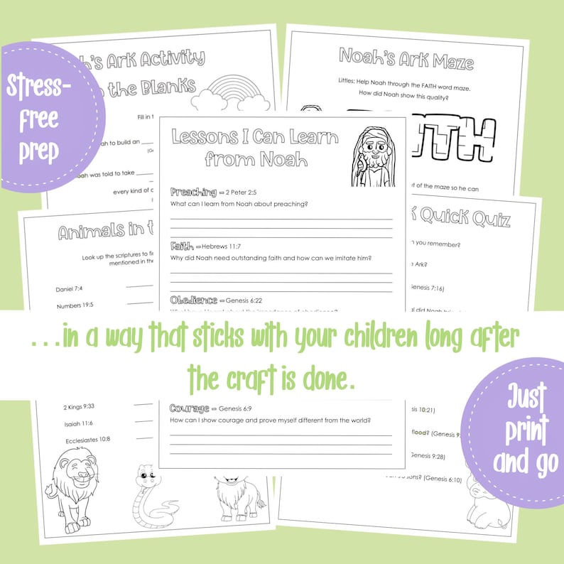 JW Kids Noah's Ark Activity Set: Bible Crafts, Games, Puzzles Hands-On Activities (Digital Download) image 4