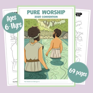 Libro de actividades de la Convención de Adoración Pura para Niños JW 2025 - 6-11 años - Cuaderno - Libro de ejercicios - Libro para colorear para niños JW - Imprimible - Descarga digital
