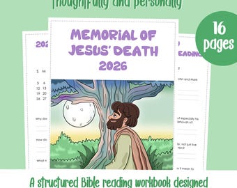 JW Memorial 2026 Libro di esercizi per la lettura della Bibbia per adolescenti Preparazione al Memoriale della morte di Gesù Diario di studio Riflessione sul riscatto - Download immediato 12 anni+