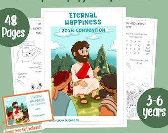 Quaderno di attività per bambini della Convention JW Kids - Convention della Felicità Eterna - 48 pagine stampabili per bambini dai 3 ai 6 anni (download immediato)