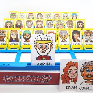 Personaggio biblico "INDOVINA CHI?" Set 2 - Carte da gioco / Gioco cristiano divertente per bambini / Attività biblica per il culto familiare, l'istruzione parentale e i gruppi giovanili