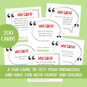 BIBBIA "Chi l'ha detto?" Gioco a quiz - Carte da gioco stampabili - Adulti, Bambini, Giovani, Gruppi e Famiglie - Download PDF