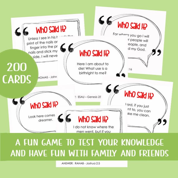 JW Bible Trivia Game: 'Who Said It?' Printable Cards (PDF Download)