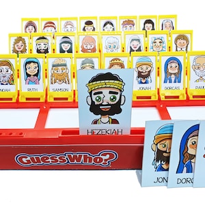 Personnage biblique DEVINEZ POUR QUI ? Set 1 - Jeu de cartes - Jeu chrétien pour enfants | Activité biblique pour le culte en famille, l'école à la maison et un groupe de jeunes