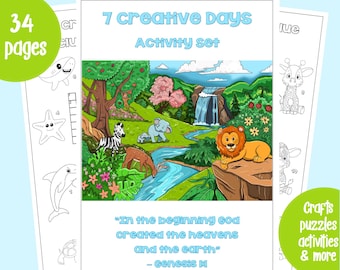 7 Creative Days Bible Activity Set for JW Kids Hands-on Crafts, Games & Activities for Family Worship Instant Digital Download
