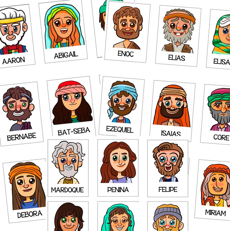JW Kids EspañolADIVINA QUIÉN Juego de 2 cartas de juego de personajes de la Biblia Descargar pdf imagen 2
