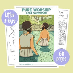 Libro de actividades de la Convención de Adoración Pura para Niños JW 2025 - 6-11 años - Cuaderno - Libro de ejercicios - Libro para colorear para niños JW - Imprimible - Descarga digital