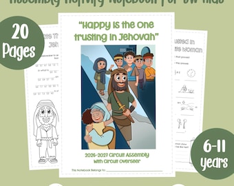 JW Kids Circuit Assembly Activity Book for 6-11years "Happy Is the One Trusting in Jehovah" 2026-2027 Printable PDF