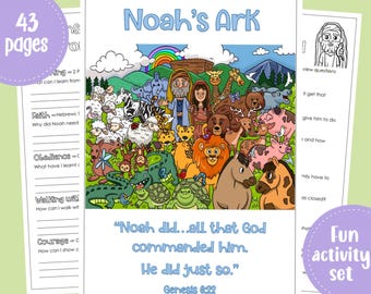 Kit de atividades da Arca de Noé para crianças da JW Kids: Artesanato bíblico, jogos, quebra-cabeças e atividades práticas (Download digital)
