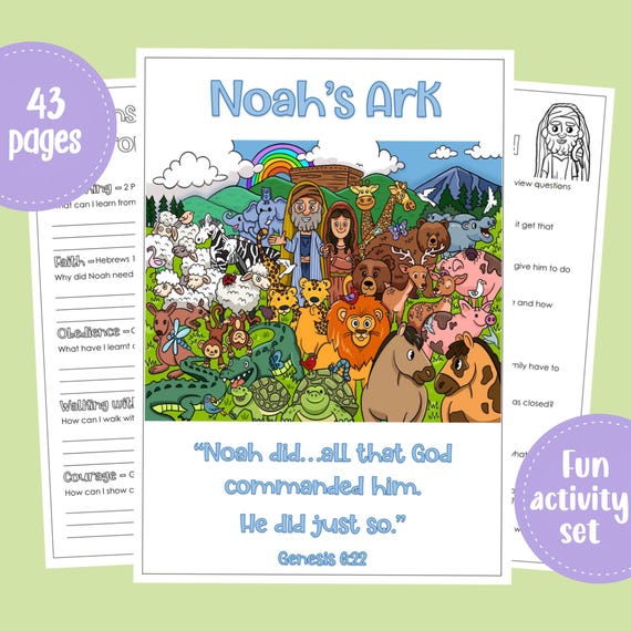 Noah's Ark Activity Set: Bible Crafts, Games, Puzzles (Digital Download)