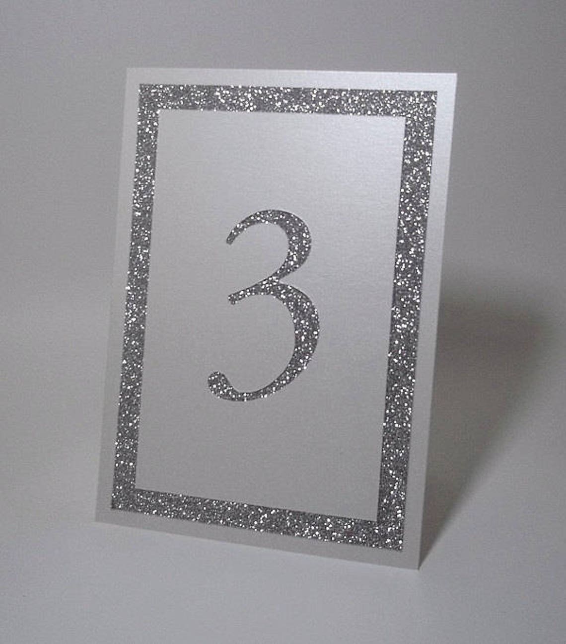 Glitter Table Numbers Ivory and Silver Glitter Table Numbers Etsy