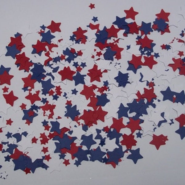 500 red, blue and white confetti - patriotic stars confetti