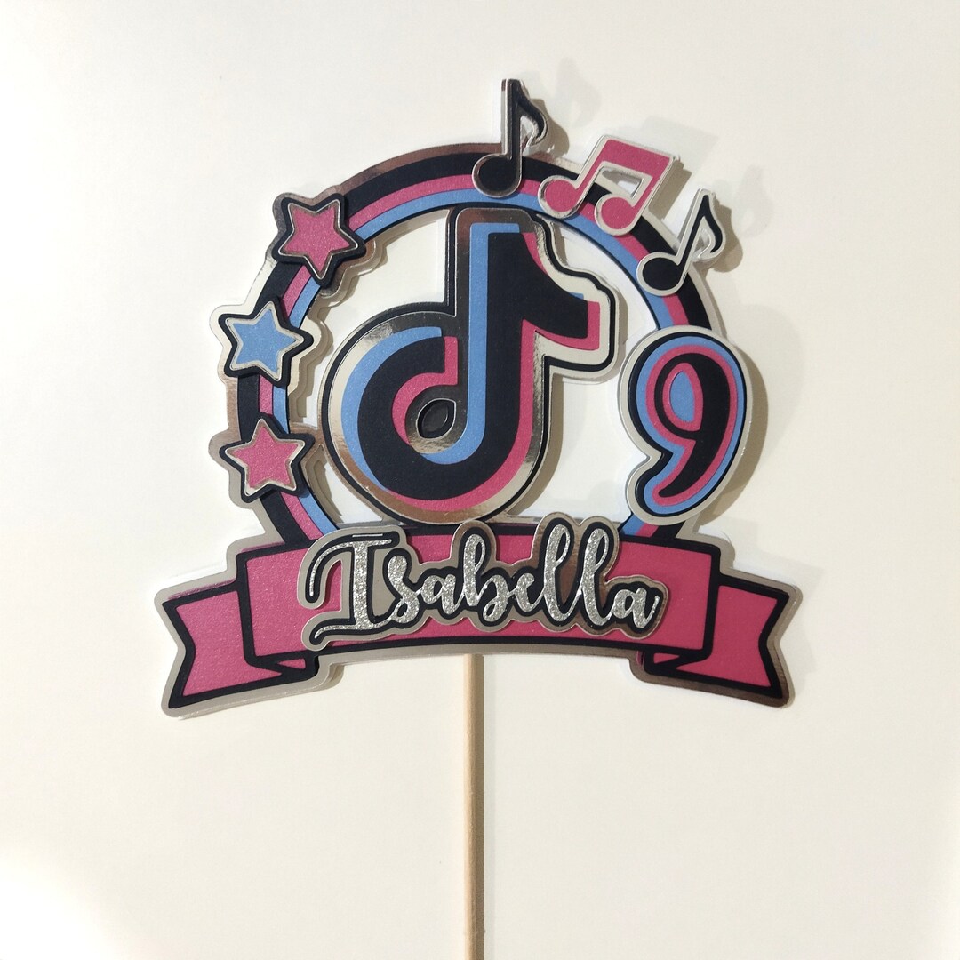 Tiktok Cake Topper, Tik Tok Cake Topper, Tiktok Theme, Tiktok Birthday