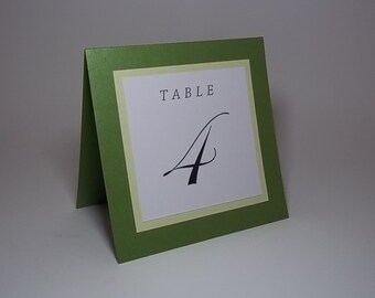 Green and White Table Numbers,Tened Table Cards, Wedding Table numbers, - 5x5 size - Wedding, Dinner, Party - Ombre