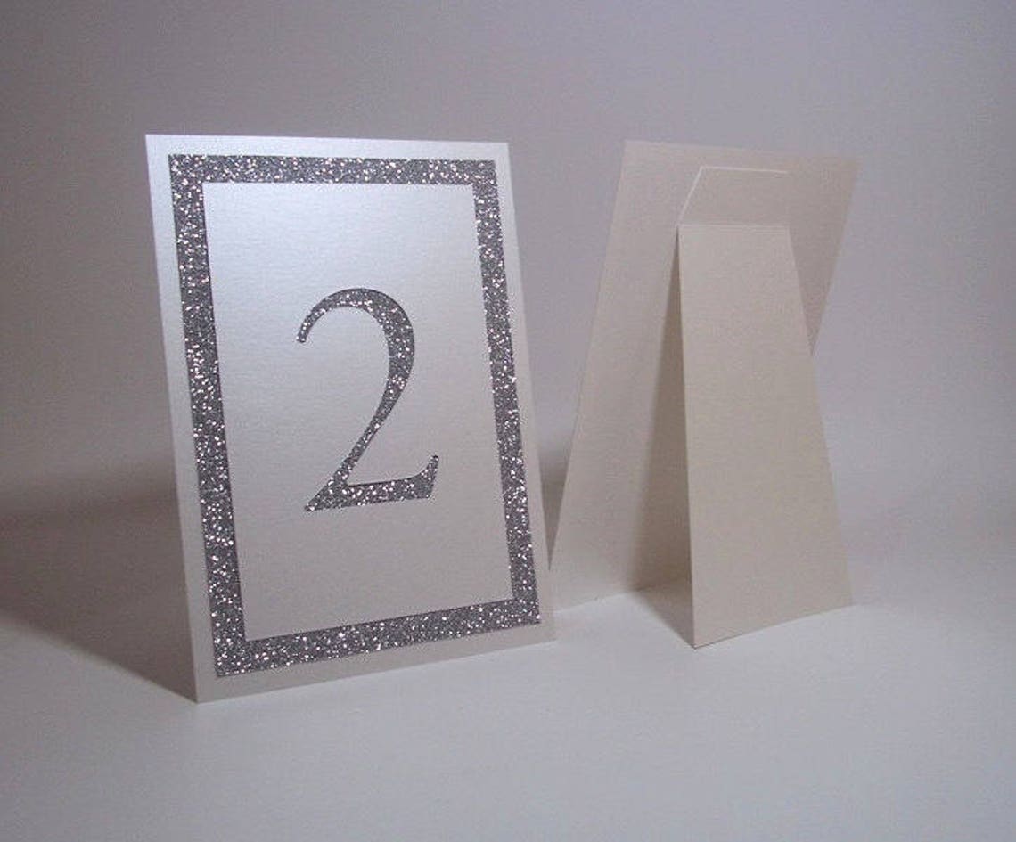 Glitter Table Numbers Ivory and Silver Glitter Table Numbers Etsy