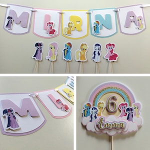 Pony Birthday Party, Little Pony Banner, Cake topper, Pony Rainbow Banner, Little Pony birthday decor, Pony Birthday Decor