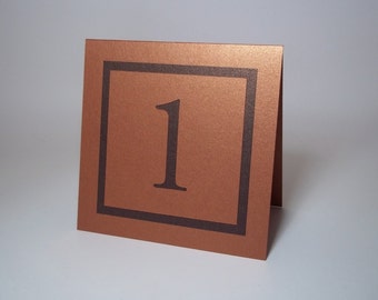 Copper and Bronze Table Numbers,Tent Wedding Table Number Cards - 5x5 size - Cut-out