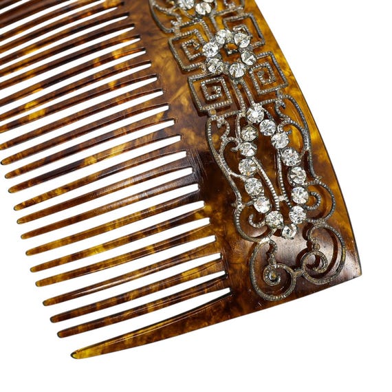 Vintage Art Deco Faux Tortoise Acetate Hair Comb Applied  display picture 1