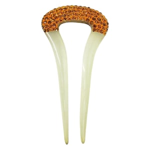 Antique 20s Gatsby Era Celluloid Hair Comb Art Deco Rhinestone French Hair Fork