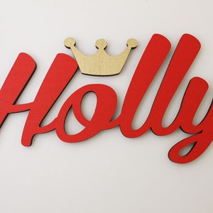 Carteles de pared con nombre para niños con corona de princesa, nombre de caja de juguetes, placas de nombre de bebé personalizadas, carteles de decoración del hogar