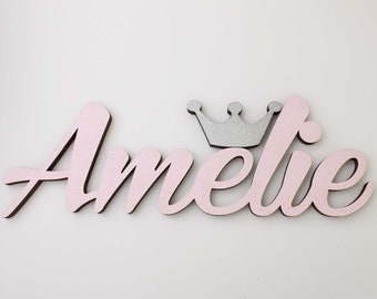 Letrero de madera personalizado con nombre para habitación de niños, nombre decorativo con corona de princesa o príncipe, decoración del hogar, arte de pared para guardería, regalo de cumpleaños